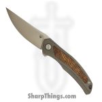 Shirogorov Knives - SHI-Q-AW-B - Ursus Quantum - Folding Knife - Cromax PM Stonewash Upswept - Titanium Ash Wood Inlay - Grey Brown