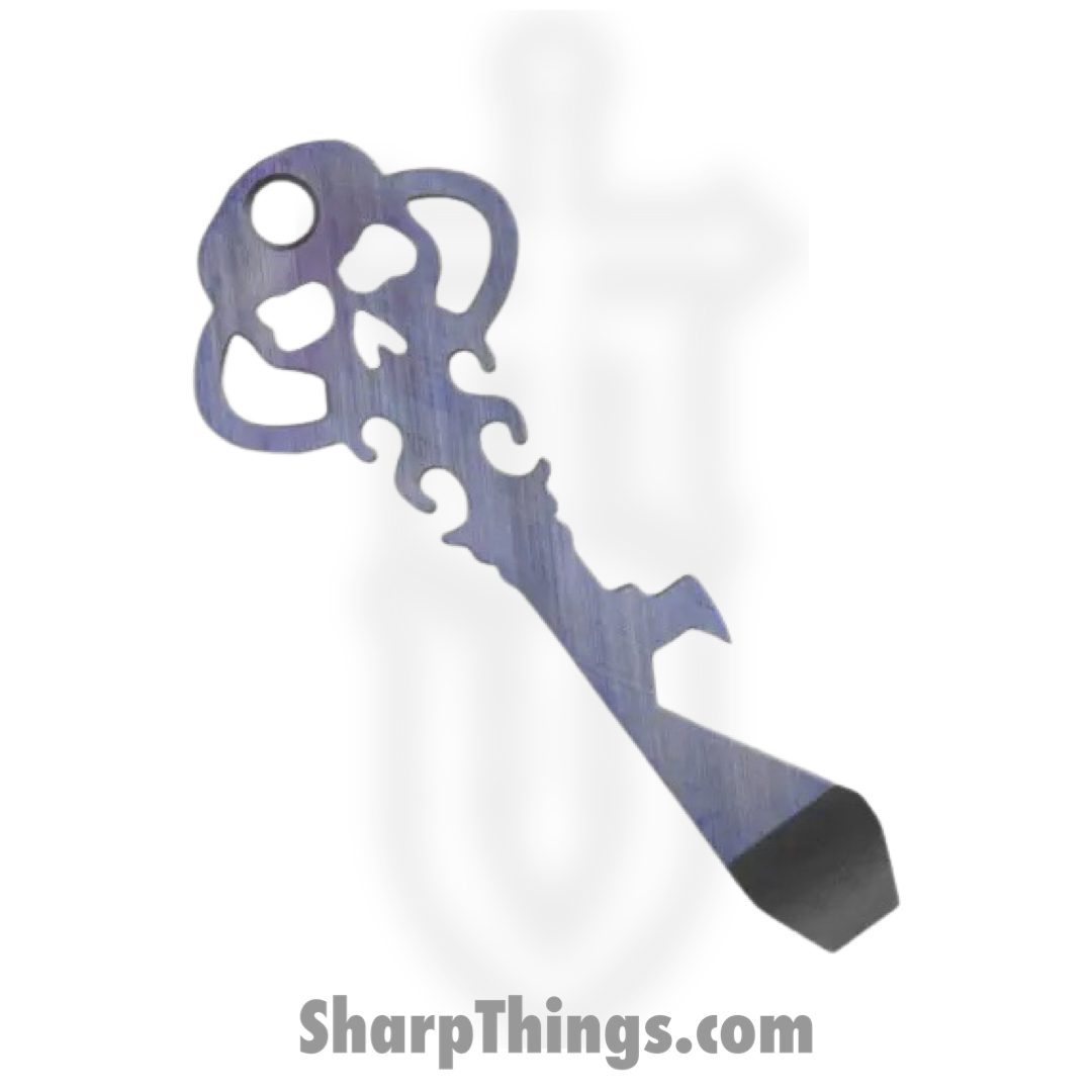 a210b902-6de0-4ff3-a8d7-2dde47188999_KEY_TL_LPTI_CH_1.jpg Chaves Knives - KEY/TL/LPTI/CH - Skeleton Key Tool Prybar - Titanium Crosshatch - Purple - Image 1