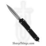 Microtech - 206-10S - Makora Signature Series - OTF Auto - Elmax, M390, 204P Stonewash Dagger - Aluminum/Traction Inlay - Black