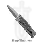 Reate Knives - ExoMinSwDgBk - Mini Exo - Gravity Knife - CPM-3V Stonewashed Dagger - Micarta - Black