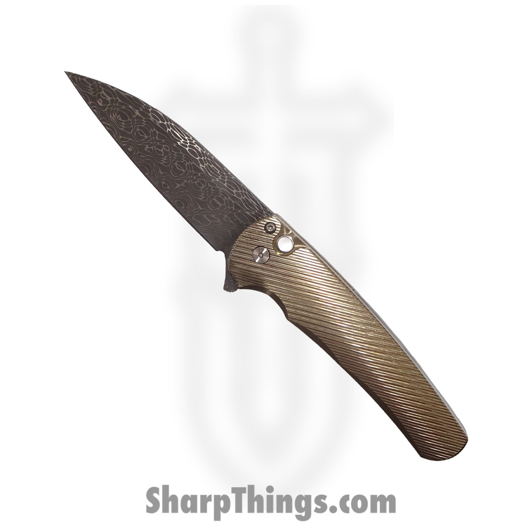 a3a29e7f-6e66-421e-b218-0d805d65ba03_Malibu-2023.004_1.jpg ProTech - Malibu 2023.004 - Ti. Custom Malibu - Folding Knife - Vegas Forge Damascus Damascus Wharncliffe - Titanium - Bronze - Image 1