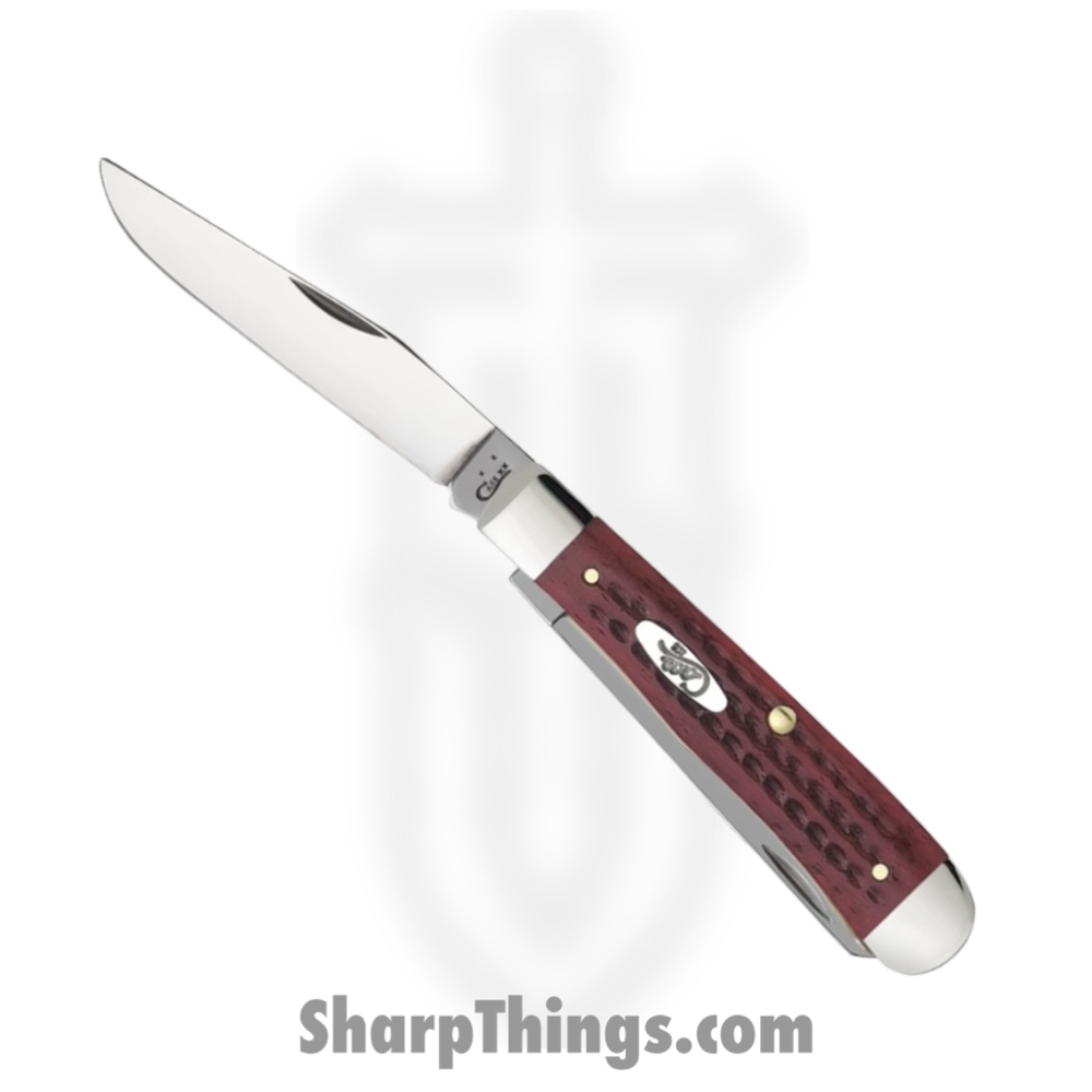 a47bc1d9-dfaa-496b-9079-630114cd9c54_CA00783_1.jpg Case Cutlery - CA00783 - Trapper - Folding Knife - Tru-Sharp Stainless Polished Clip Spey - Corn Cob Jigged Old Bone - Red - Image 1