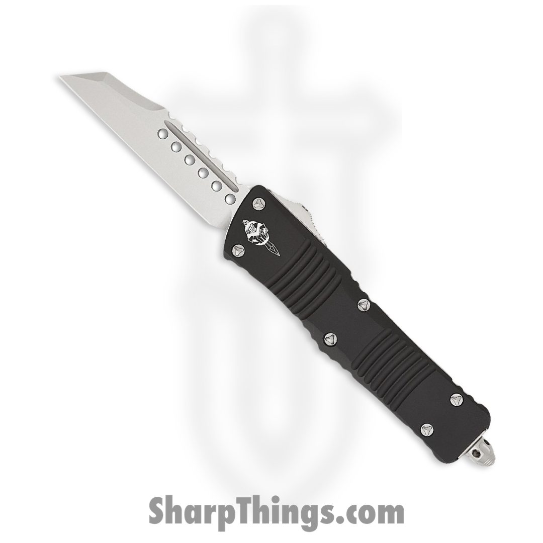 a4975ba6-aacb-4cad-ac32-cd43204246c3_219W-10S_1.jpg Microtech - 219W-10S - Combat Troodon - OTF Auto - Stonewash Wharncliffe - 6061 T6 Aluminum - Black - Image 1