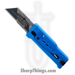 Reate Knives - EXO44SSDBL - EXO-U-V2 - Gravity Knife - Stainless Satin Utility - Aluminum Speedhole - Blue