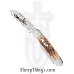 Case Cutlery - CA00263 - Canoe - Folding Knife - Tru-Sharp™ Stainless Polished Spear/Pen - Peach Seed Jig Amber Bone - Brown