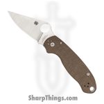 Spyderco - SC223MPCW - Para 3 - Folding Knife - CPM CruWear Satin Clip Point - Canvas Micarta - Brown