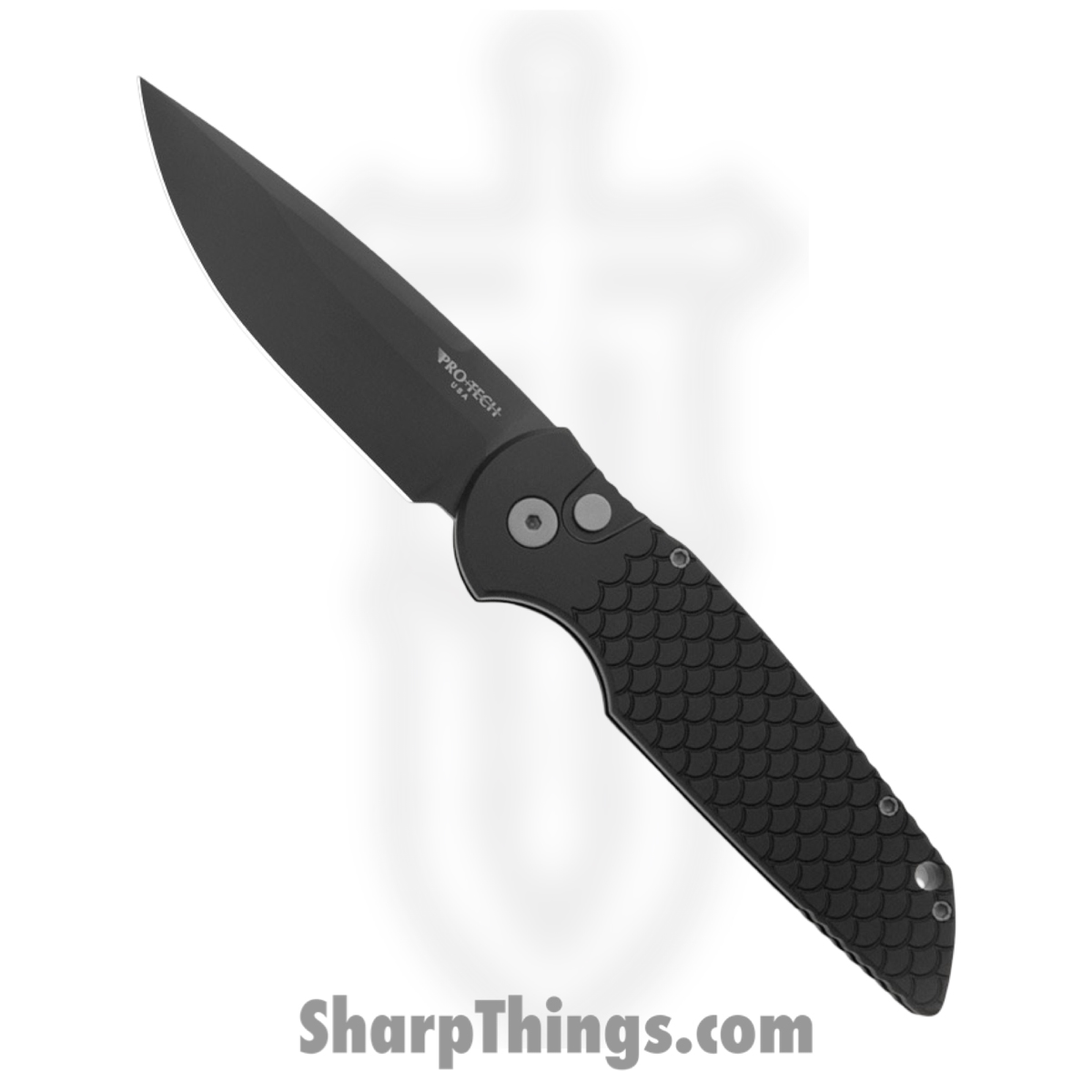 a6f129e1-4cb9-43d0-bb7b-da781194b131_TR-3-X1-SW_1.jpg ProTech - TR-3 X1 - Tactical Response 3 - Automatic Knife - CPM MagnaCut Coated Drop Point - Fish Scaled Aluminum - Black - Image 1