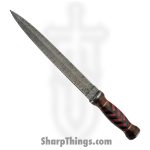 Damascus - DM1271 - 18.5 Inch Sword - Fixed Blade Knife - Damascus Spear Point - Wood - Black Red