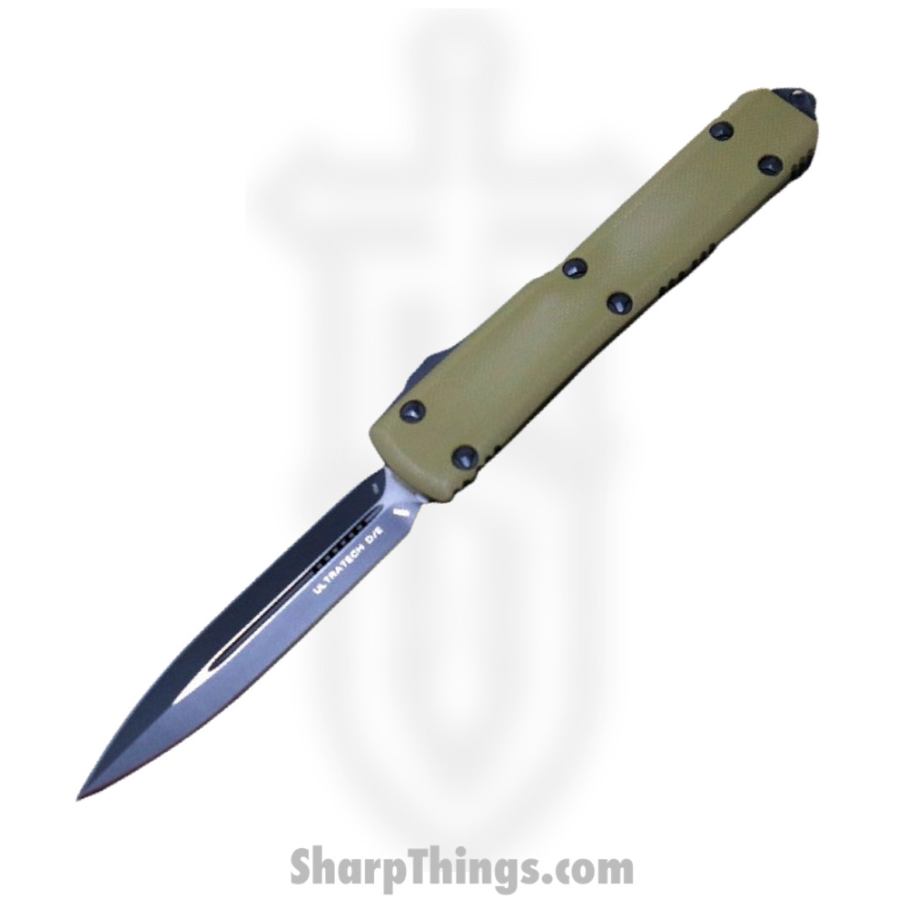 a7c46c95-e75c-4c99-92c8-ea8641dccd9c_122-1GTODS_1.jpg Microtech - 122-1GTODS - Ultratech - OTF Auto - Elmax, M390, 204P Coated Dagger - 6061-T6 Aluminum - OD Green/Black - Image 1