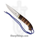 BenJahmin Knives - BKA017 - Stacked Leather Hunter - Fixed Blade Knife - 440C SS Mirror Clip Point - Leather Rosewood Brass - Brown