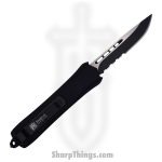 Steel River Knives - SBA163DSBK - Mini Sidewinder OTF Auto - 440 2 Tone Serrated Drop Point - Black