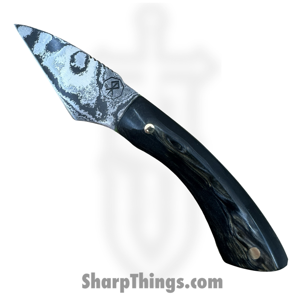 a7eed9ac-1fcb-487d-b8b0-06d1426df2a8_RRC-Nyx-09_1.jpg Royalty Rings Co. - RRC-Nyx-09 - Nyx - Fixed Blade Knife - Baker Forge Icestorm -Wavy Damascus Kiridashi - Resin - Black/Gold/Green - Image 1