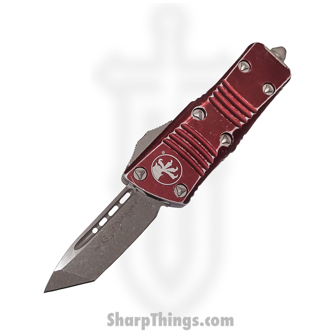a8a0c713-8ce4-46ad-8ec9-c8ef4b5185fe_240-10DMR_1.jpg Microtech - 240-10DMR - Mini Combat Troodon - OTF Auto - 204P Stonewash Tanto - 6061-T6 Aluminum - Distressed Merlot - Image 1