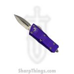 Microtech - 238-10PU - Mini Troodon - OTF Auto - M390 Stonewash Dagger - 6061-T6 Aluminum - Purple