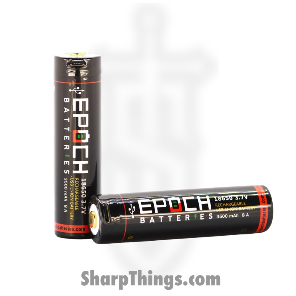 a9113c33-4a52-4ea2-afeb-d79b77844bdb_18650-35-PUSB_1.jpg Epoch - 18650-35-PUSB - 18650 3500mAh 8A USB Rechargeable Protected Battery - Black - Image 1
