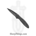 Kershaw - 1660CBBW - Ken Onion Leek - Assisted Open Knife - 14C28N/D2 Blackwash Clip Point - Stainless - Black