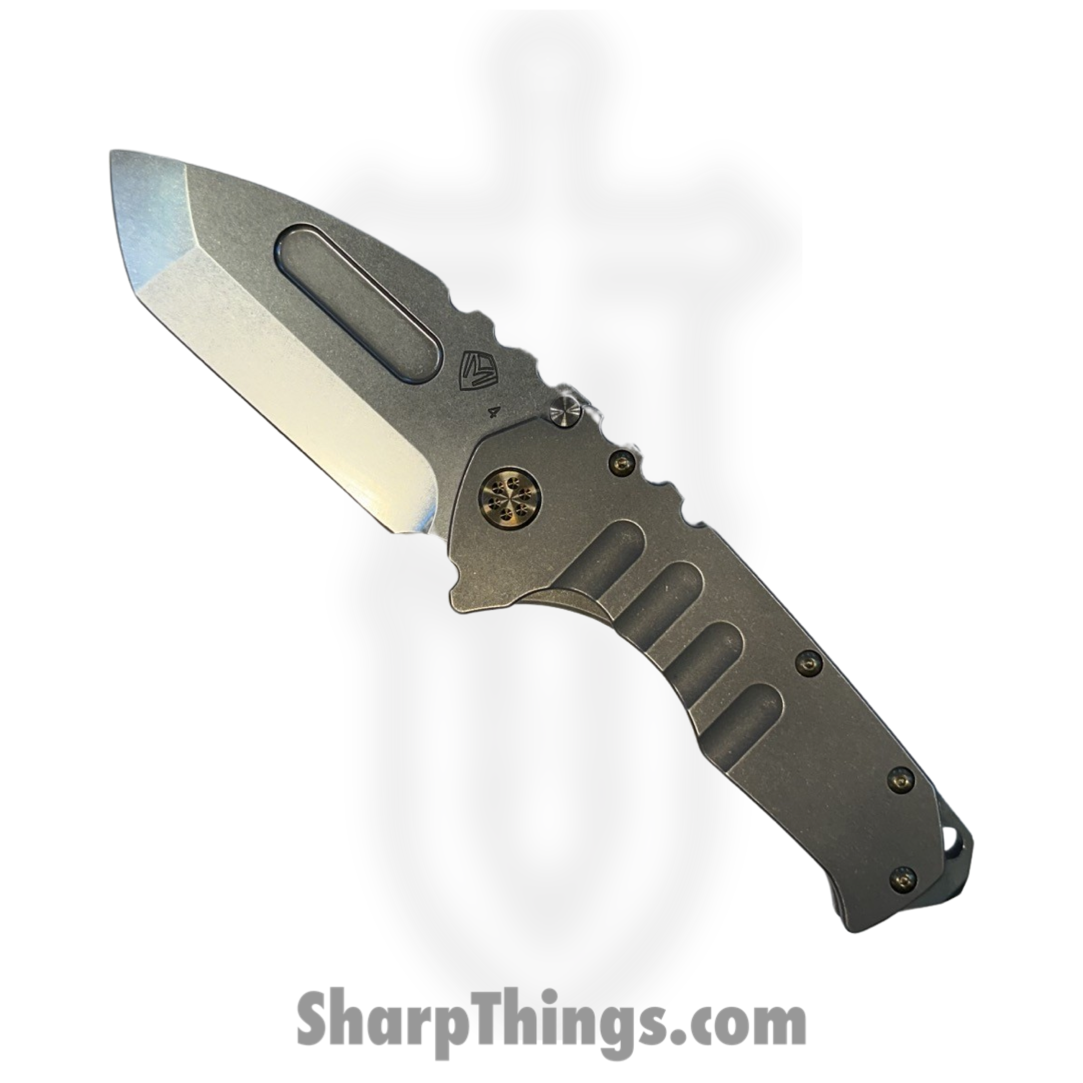 aa195814-3bcb-4fee-bc8a-762a1923cba3_030724C_1.png Medford Knife and Tool - 030724C - Prae "T" - Folding Knife - S45VN Tumbled Tanto - Tumbled Titanium - Gray - Image 1