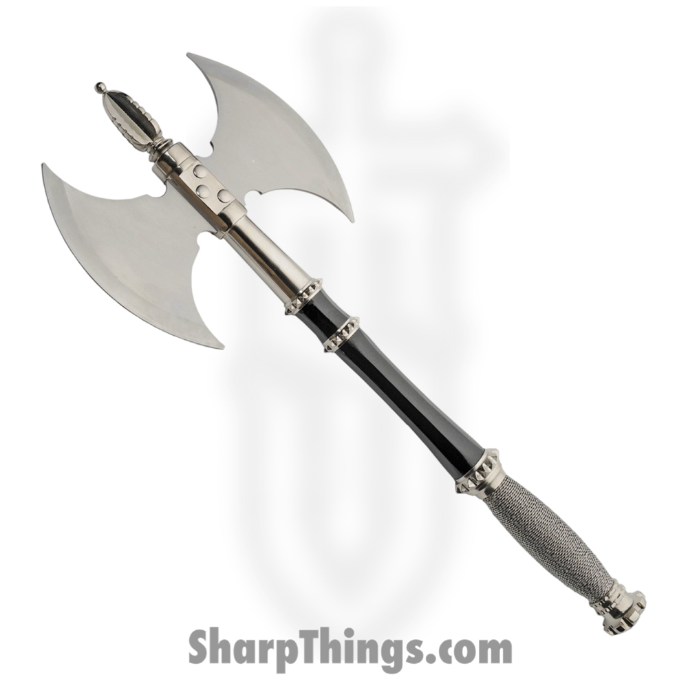 aa5b431d-bbe7-4ba6-b0ac-f57ca0352278_CN882483_1.jpg CMP - CN882483 - Squire Axe with Plaque - Stainless Satin - Wire Wrapped - Black Silver - Image 1