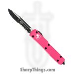 Microtech - 121-2PK - Ultratech - OTF Auto - Black Drop Point - 6061-T6 Aluminum - Pink