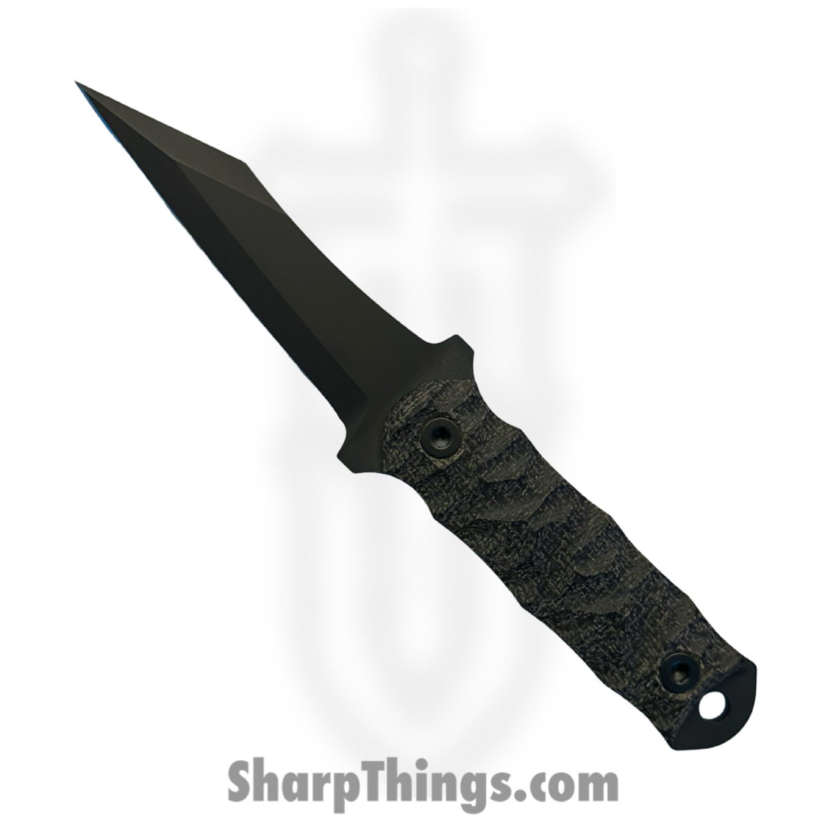 aaacd73a-e618-40a5-9f14-679b5650fd84_HFBCDNBKMI06_1.jpg Half Face Blades - HFBCDNBKMI06 - Combat Dirt Nap - Fixed Blade Knife - S45VN Armor Black Cerakote Reverse Tanto - Burlap Micarta Chaos Grip - Black - Image 1