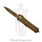Microtech - 142-3CTA - Combat Troodon - OTF Auto - Elmax, M390, 204P Coated Dagger - 6061-T6 Aluminum - Tan