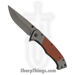 Rite Edge - CN300537 - Sleek - Folding Knife - Stainless Coated Clip Point - Wood/Stainless - Brown/Gray