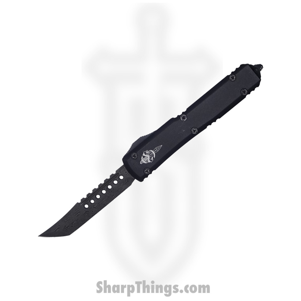 ab4920d1-e30e-440e-9652-03608a5be4eb_119-16S_1.jpg Microtech - 119-16S - Ultratech Hellhound Signature Series - OTF Auto - M390 Damascus Tanto - 6061-T6 Aluminum - Black - Image 1