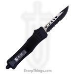 Steel River Knives - SB616DSBK - Midway II OTF Auto - 440 2 Tone Serrated Drop Point - Black