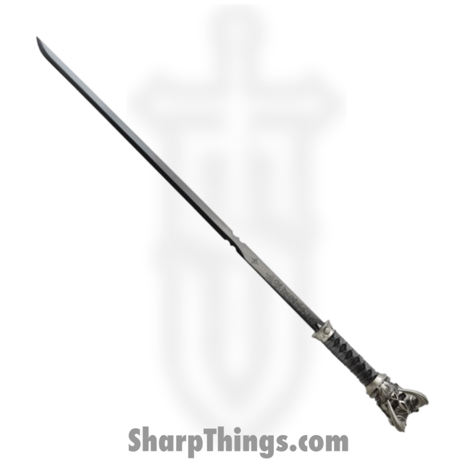 aba77793-5c0f-4c90-b01d-41ddaa2c50c4_KR0071B_1.jpg Kit Rae - KR0071B - Vorthelok Sword Cane - Fixed Blade Knife - 1045 HC Coated Tanto - Leather Wrapped - Black - Image 1