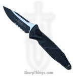 Microtech - 160A-2T - Socom Elite Tactical - Automatic Knife - Bohler Elmax, M390, or 204P Coated Clip Point - 6061-T6 Aluminum with Textured Rubber Inserts - Black