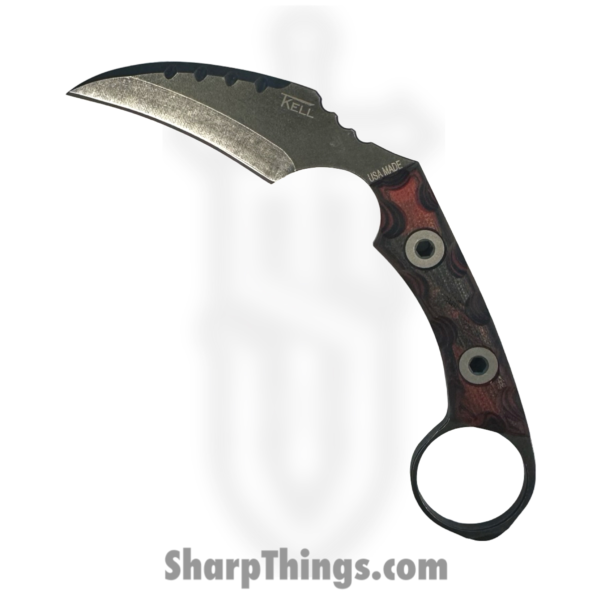 ac14cad6-eac9-4435-b35e-676d52187af8_FLNRnHades_1.jpg T.Kell Knives - FLNRnHades - FLN Integral Ring Black Recon - Fixed Blade Knife - 80crv2 Coated Hawkbill - G10 - Hades - Image 1