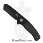 Beans Blades - BB-MWF-CF - Mini Warrior - Folding Knife - M390 Coated Tanto - Carbon Fiber Twill - Black Blue