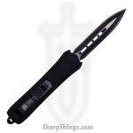 Steel River Knives - SBA163DGSBK - Mini Sidewinder OTF Auto - 440 2 Tone Serrated Dagger - Black