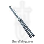 Squid Industries - 09BWALSA01GM - Krake Raken Bowie V2.5 Balisong Knife - AEB-L 7075 - Gunmetal
