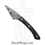 Royalty Rings Co. - RRC-Gaia-02 - Gaia - Fixed Blade Knife - Chevron CopperMai 80CRV2 Damascus Wharncliffe - Carbon Fiber - Black Copper