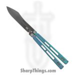 EOS - EOS100 - Trident - Balisong - CPM S30V Coated Modified Drop Point - Titanium - Antique Green