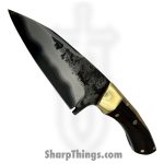 Royalty Rings Co. - RRC-Osso-01 - Osso - Fixed Blade Knife - 410/80crv2 Damascus Wharncliffe - Bolivian Rosewood - Brass Bolster