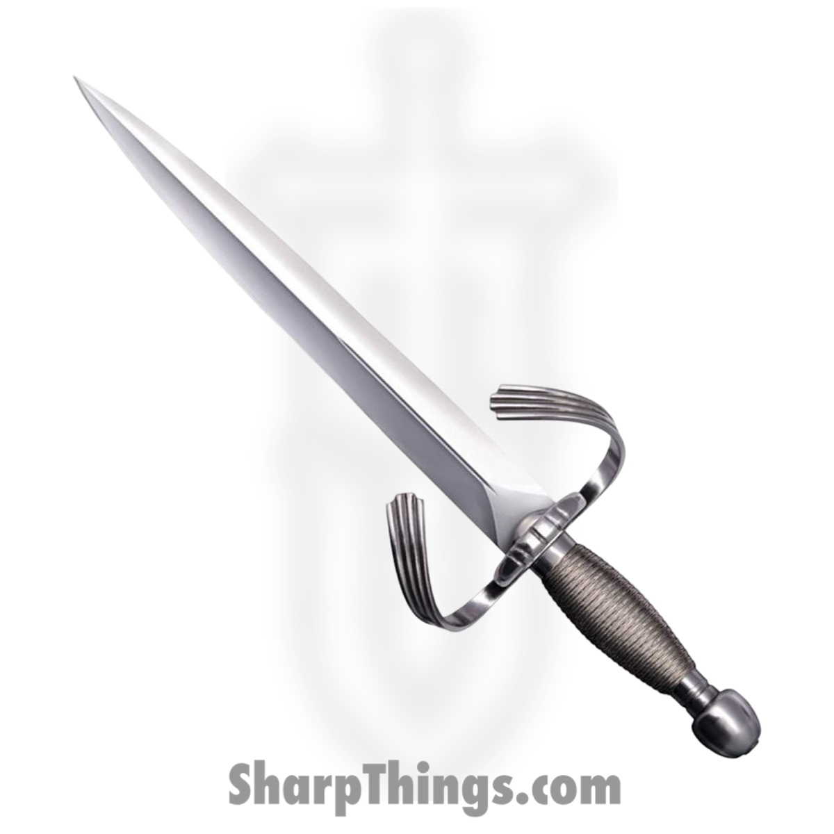 af1b01ce-34a3-424b-99e5-2f7a47c25699_CS88EKA_1.jpg Cold Steel - CS88EKA - Large Parrying Dagger - Fixed Blade Knife - 1055 HC Satin - Wire Wrapped - Silver - Image 1