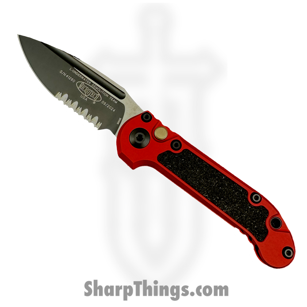 afc83b88-a50a-47b3-a6b7-8a9d74936779_1135-2RD_1.jpg Microtech - 1135-2RD - L.U.D.T. Gen III - Automatic Knife - M390MK Two Tone Drop Point P/S - Aluminum - Red - Image 1