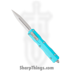 Microtech - 225-10TQ - Dirac D/E - OTF Auto - Stonewash Dagger - 6061-T6 Aluminum - Turquoise