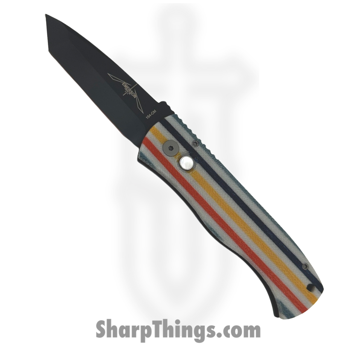 b0e636a5-830c-4c0e-980d-74e7b993bc0c_2024TXEC75_1.jpg ProTech - 2024TXEC75 - Emerson CQC7 - Automatic Knife - 154CM DLC Tanto - Micarta Aluminum - Multi Striped - Image 1