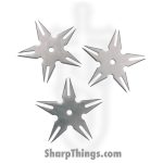 VOC - TS-9108-SL - 3 Piece Throwing Star Set with Case - Silver