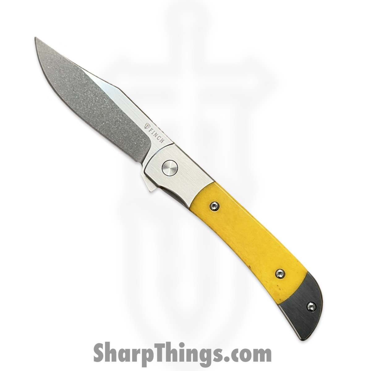 b1c7b0b4-3837-43aa-860a-61f86ce3174e_FL354_1.jpg Finch Knife Co. - FL354 - Frog Leg - Folding Knife - 154CM Satin Clip Point - Smooth Ox Bone - Sunkiss - Image 1
