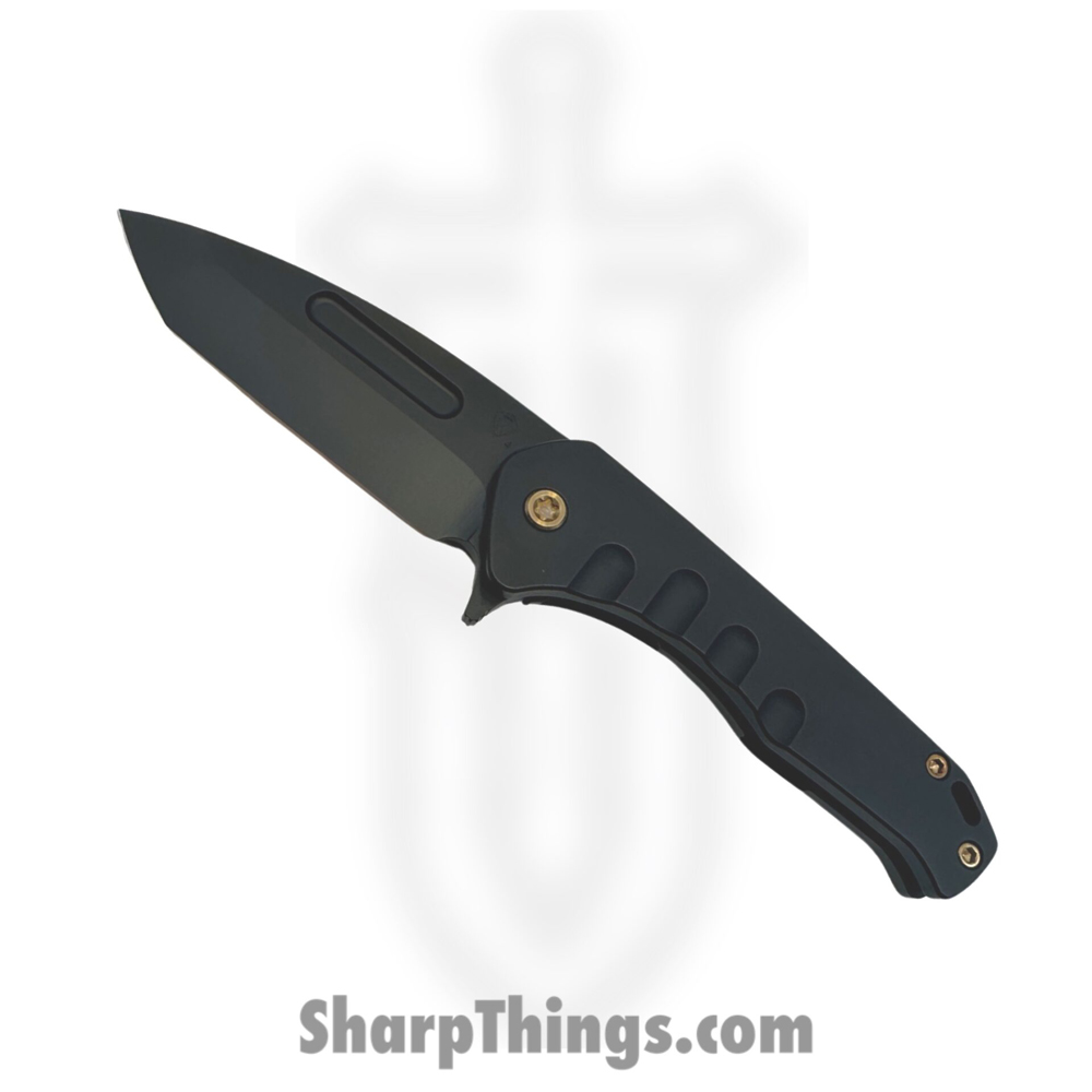 b274df02-490d-43b0-ab24-25087cb05bab_MKFF2064PT-42PV-T1C1-Q4_1.jpg Medford Knife and Tool - MKFF2064PT-42PV-T1C1-Q4 - Swift FL Flipper - Folding Knife - S45VN PVD Tanto - Titanium and Aluminum - Black - Image 1