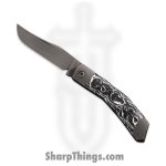 Jack Wolf Knives - MINCY-01-MRBCF-WHT - Cyborg Jack - Folding Knife - S90V Blasted Clip Point - Marble Carbon Fiber - White