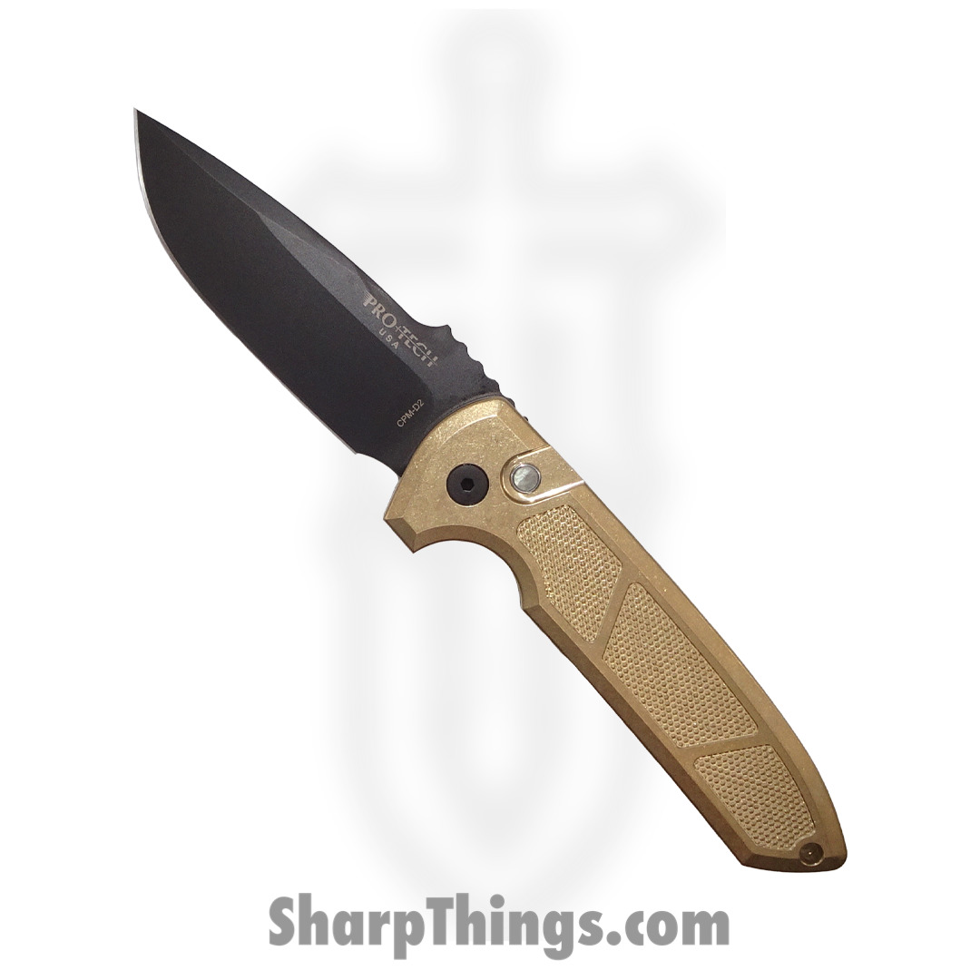 b2fdce5e-138c-45f4-8bfa-6f68e81b9dc2_LG336-D2_1.jpg ProTech - LG336-D2 - Les George Rockeye Custom - Automatic Knife - D2 Coated Drop Point - AlBronze - Bronze - Image 1