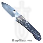 Medford Knife and Tool - MK002DTQ-39A5-T1CA-Q4 - 187 DP - Folding Knife - D2 Tumbled Drop Point - Titanium - Bronze Violet Fade Lightning Strike