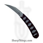 Bastinelli Creations - OlFeathSWRd - Old Feather - Fixed Blade Knife - D2 Stonewash Hawksbill - Nylon Tsuka Wrap - Red