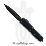 Microtech - 232-16DLCTSH - UTX-85 - OTF Auto - DLC Damascus Double Edge Dagger - 6061 T6 Aluminum - Black