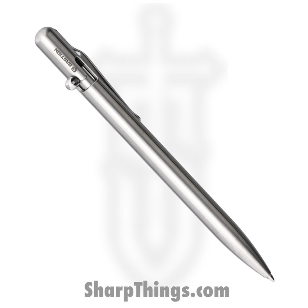 b42fb864-da84-45b1-b158-956edbdf4ce2_BSTN259_1.jpg Bastion - BSTN259 - Slim Bolt Action Pen - Stainless - Silver - Image 1